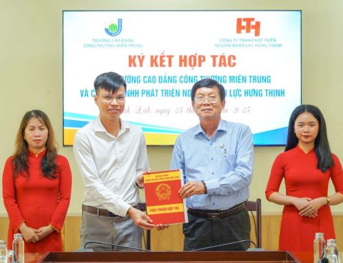 Strategic Partnership Signed Between MienTrung Industry and Trade College and Hung Thinh Human Resources Development Co., Ltd.